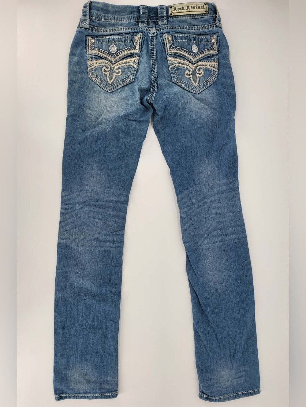 Rock Revival Light Blue Skinny Jeans with Embroidered Back Pockets